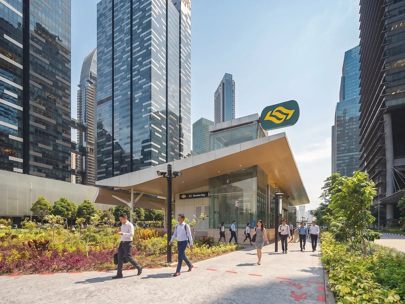 Sheltered pedestrian link toward Shenton Way MRT station