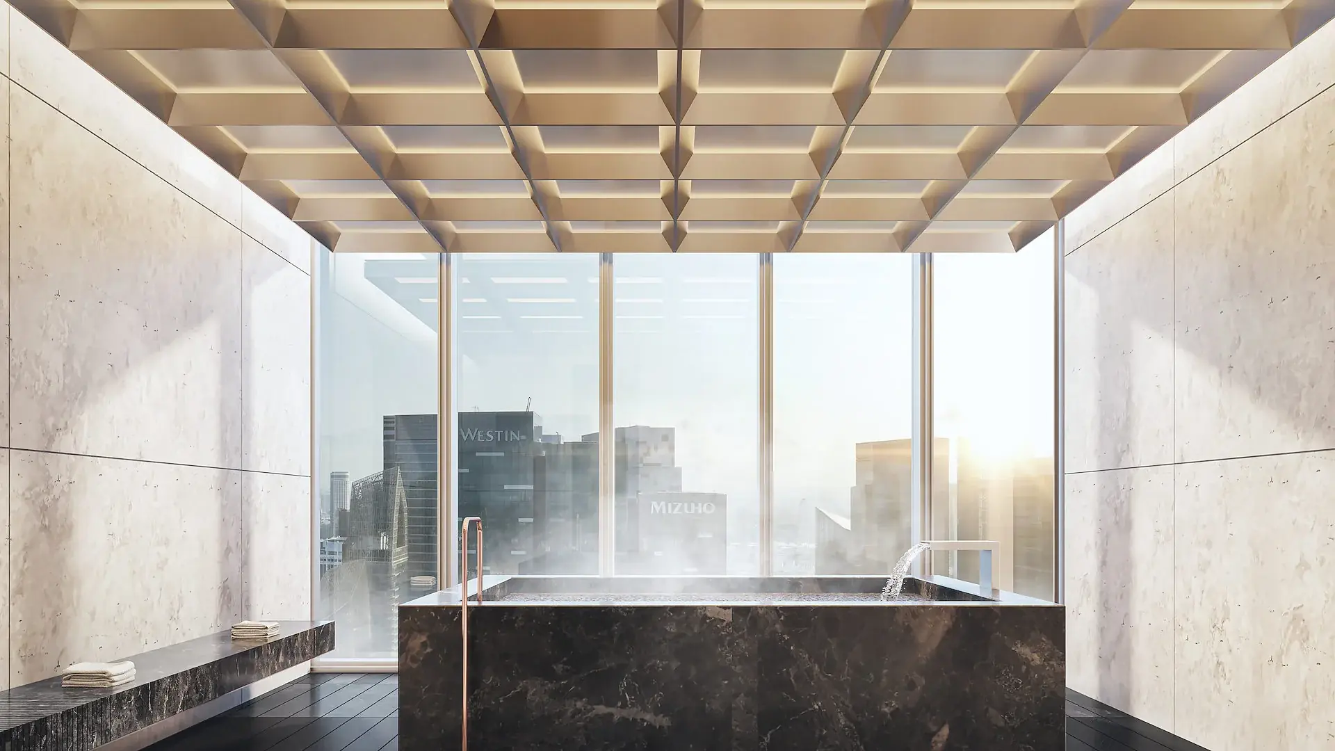 Hot onsen pools on level 51