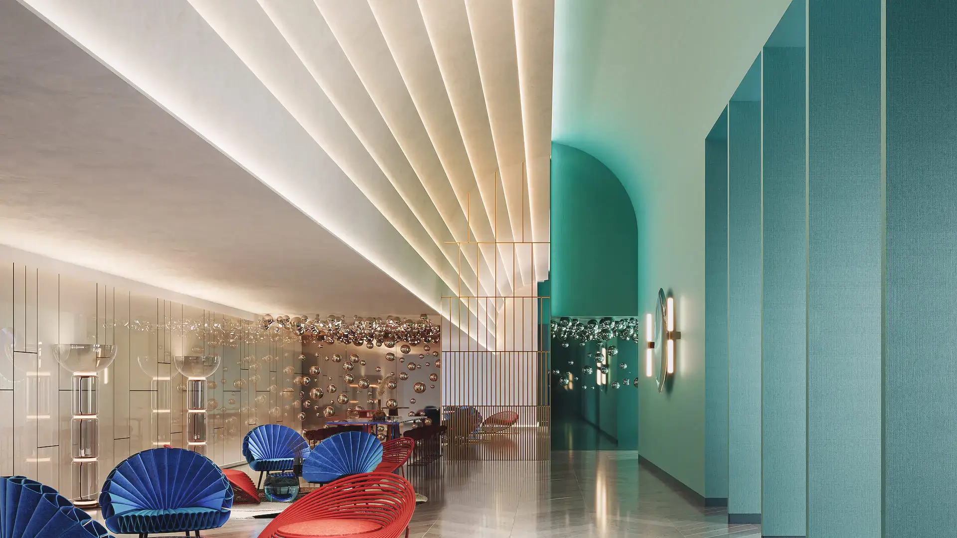 The residential lobby on level 4
