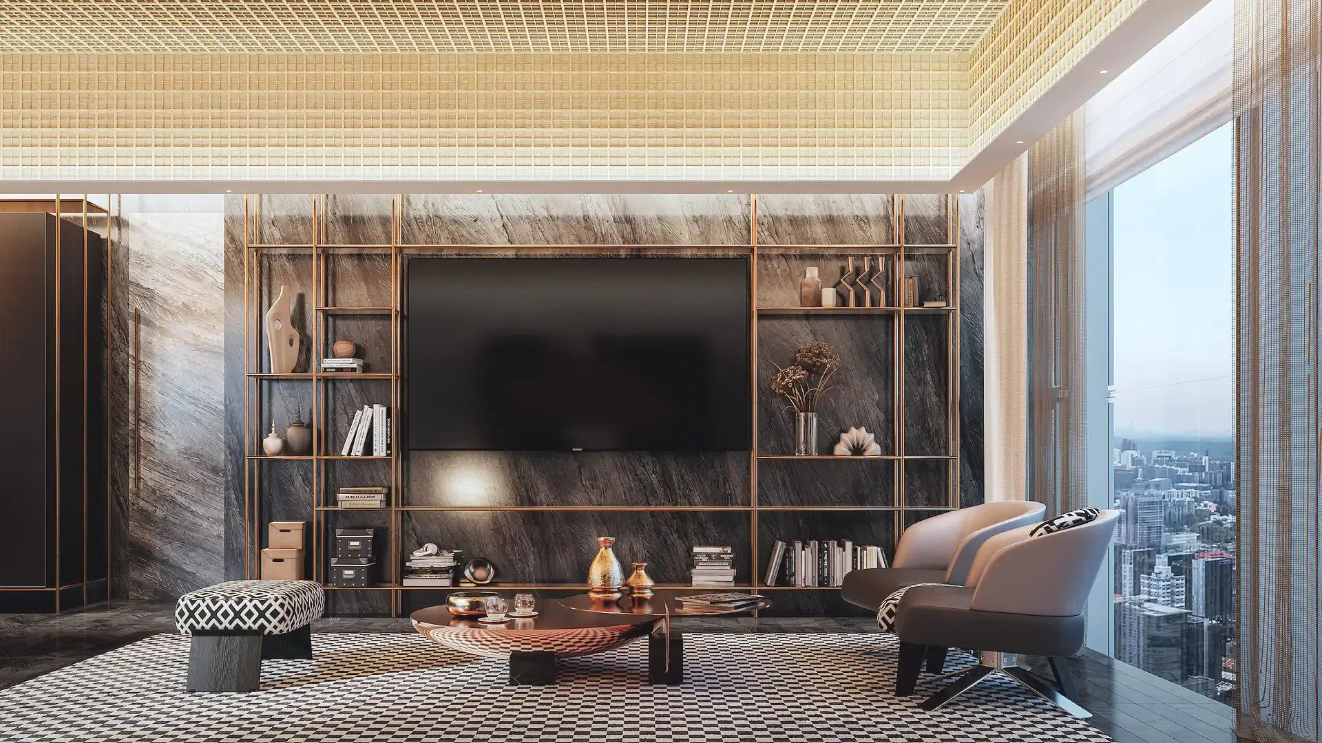 Living and dining room of a residence